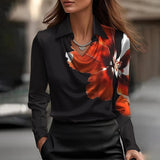 Alina | Chic V-Neck Blouse with Lustrous Finish