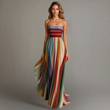 Vesper | Strapless Pleated Maxi Dress with Flowing Silhouette