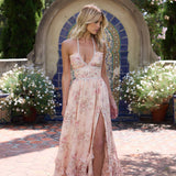 Margot | Textured maxi dress with soft peach tones and refined finish