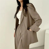 Elegant Tailored Blazer and Wide Leg Pants Suit Set