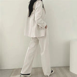 Elegant Tailored Blazer and Wide Leg Pants Suit Set