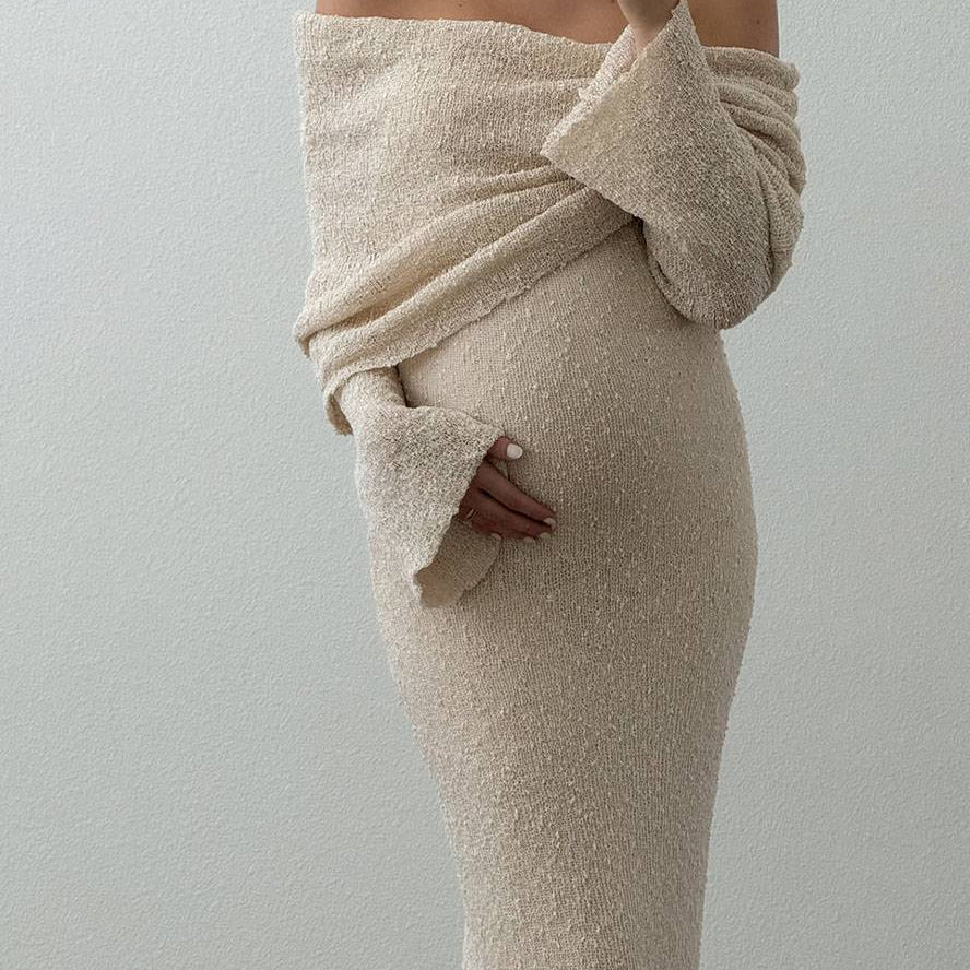 Isolde | Off-Shoulder Long Sleeve Maternity Dress