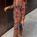 Printed Twist-Front Midi Dress