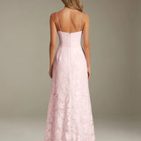 Colette | Floral Lace A-Line Evening Dress with Side Slit