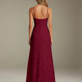 Colette | Floral Lace A-Line Evening Dress with Side Slit