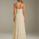 Colette | Floral Lace A-Line Evening Dress with Side Slit