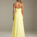Colette | Floral Lace A-Line Evening Dress with Side Slit