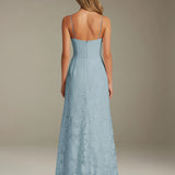 Colette | Floral Lace A-Line Evening Dress with Side Slit