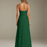 Colette | Floral Lace A-Line Evening Dress with Side Slit
