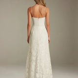 Colette | Floral Lace A-Line Evening Dress with Side Slit