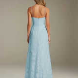 Colette | Floral Lace A-Line Evening Dress with Side Slit