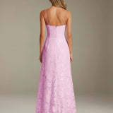 Colette | Floral Lace A-Line Evening Dress with Side Slit