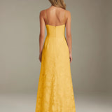 Colette | Floral Lace A-Line Evening Dress with Side Slit