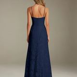 Colette | Floral Lace A-Line Evening Dress with Side Slit