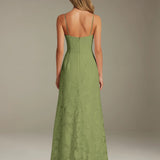 Colette | Floral Lace A-Line Evening Dress with Side Slit