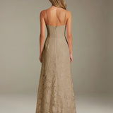 Colette | Floral Lace A-Line Evening Dress with Side Slit