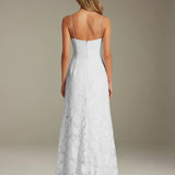 Colette | Floral Lace A-Line Evening Dress with Side Slit