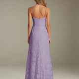 Colette | Floral Lace A-Line Evening Dress with Side Slit