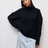 Oversized High Neck Knit Sweater Modern Relaxed Fit