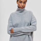 Oversized High Neck Knit Sweater Modern Relaxed Fit