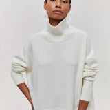 Oversized High Neck Knit Sweater Modern Relaxed Fit