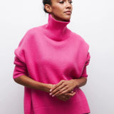 Oversized High Neck Knit Sweater Modern Relaxed Fit