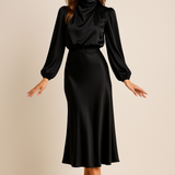 Seravelle | Elegant Midi Dress with a Roll Neck for Weddings and Events