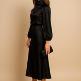 Seravelle | Elegant Midi Dress with a Roll Neck for Weddings and Events
