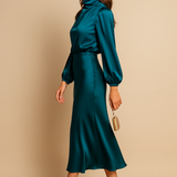 Seravelle | Elegant Midi Dress with a Roll Neck for Weddings and Events