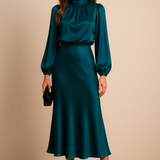 Seravelle | Elegant Midi Dress with a Roll Neck for Weddings and Events