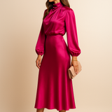 Seravelle | Elegant Midi Dress with a Roll Neck for Weddings and Events