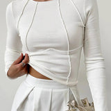 Asymmetrical Seam Long Sleeve Slim Top