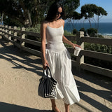 Shirred Bodice Cotton Midi Dress