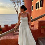 Shirred Bodice Cotton Midi Dress