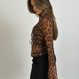 Pia | Sheer Leopard Print Top For Woman
