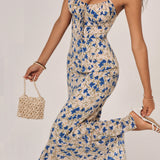 Floral Ruffle-Hem Maxi Dress