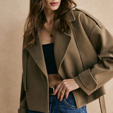 Cropped Belted Tailored Jacket