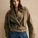Cropped Belted Tailored Jacket