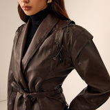 Valeria | Taillierter Lederblazer mit Gürtel – Elegant & Modern