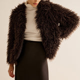 Shaggy Faux Fur Cropped Jacket Statement Winter Coat