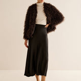 Shaggy Faux Fur Cropped Jacket Statement Winter Coat