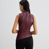 Draped High Neck Sleeveless Top Slim Fit