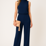 Elegant Sleeveless High Neck Wide Leg Jumpsuit