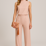 Elegant Sleeveless High Neck Wide Leg Jumpsuit