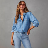 Oversized Denim Button Down Shirt Relaxed Everyday Fit