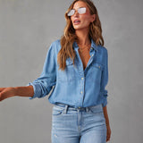 Oversized Denim Button Down Shirt Relaxed Everyday Fit