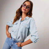 Oversized Denim Button Down Shirt Relaxed Everyday Fit