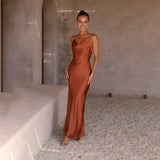 Rosalind | Elegant Satin Maxi Dress with Open Back