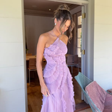 Pleated Ruffle Halterneck Midi Dress