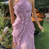 Pleated Ruffle Halterneck Midi Dress